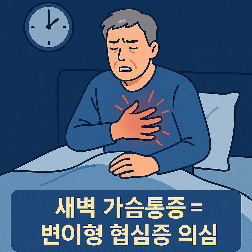 새벽에 가슴을 조이는 통증 장면